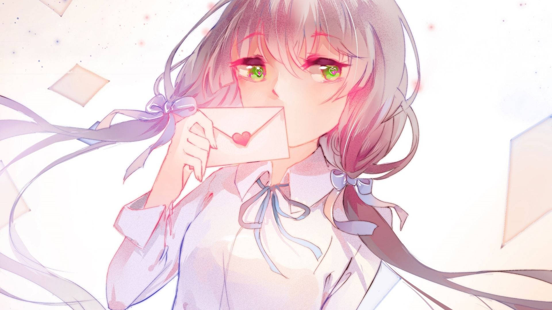 かわいいアニメPFP 緑の瞳の少女 壁紙