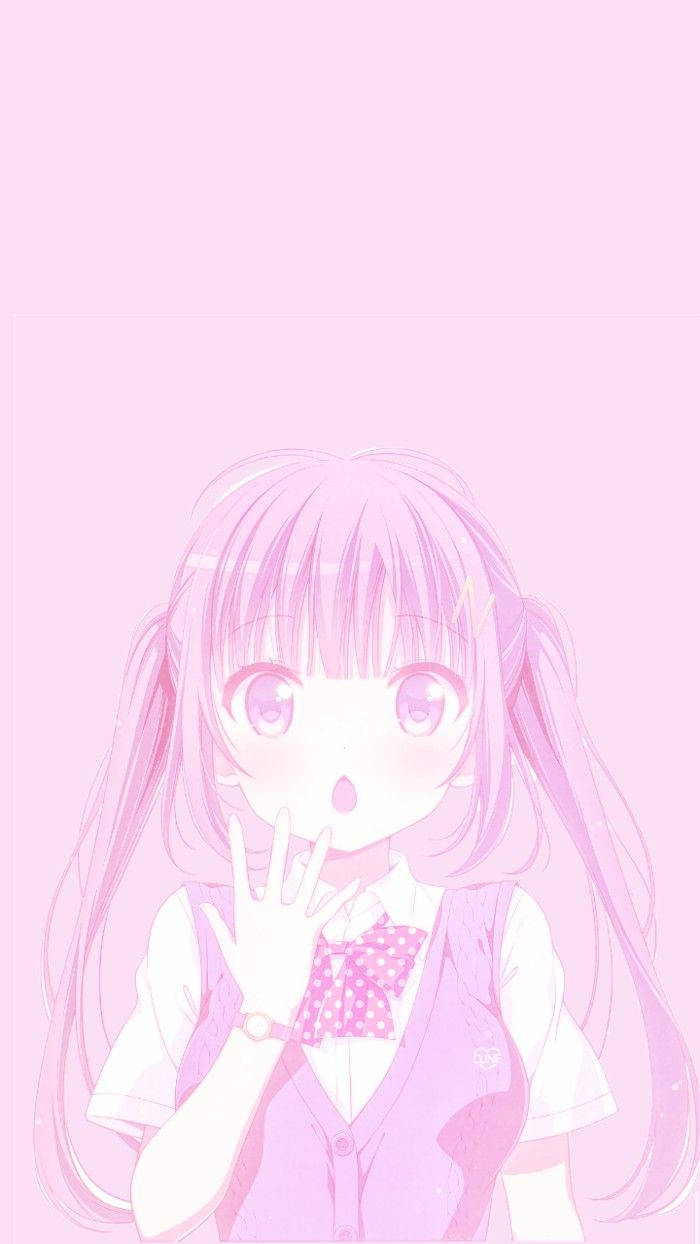 かわいいアニメの女子学生（ピンク） 壁紙