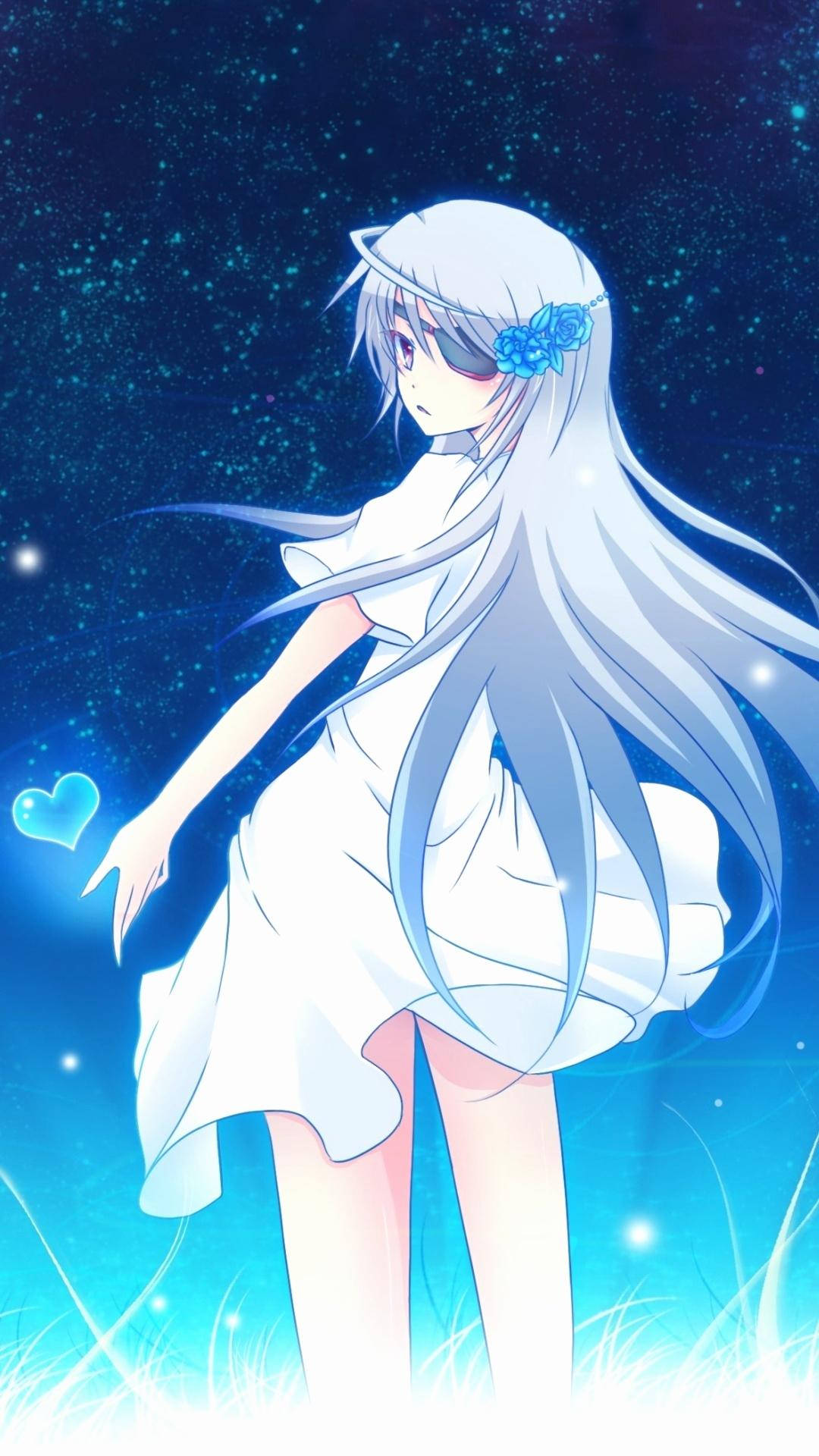 かわいいアニメの青い女性アイコン 壁紙