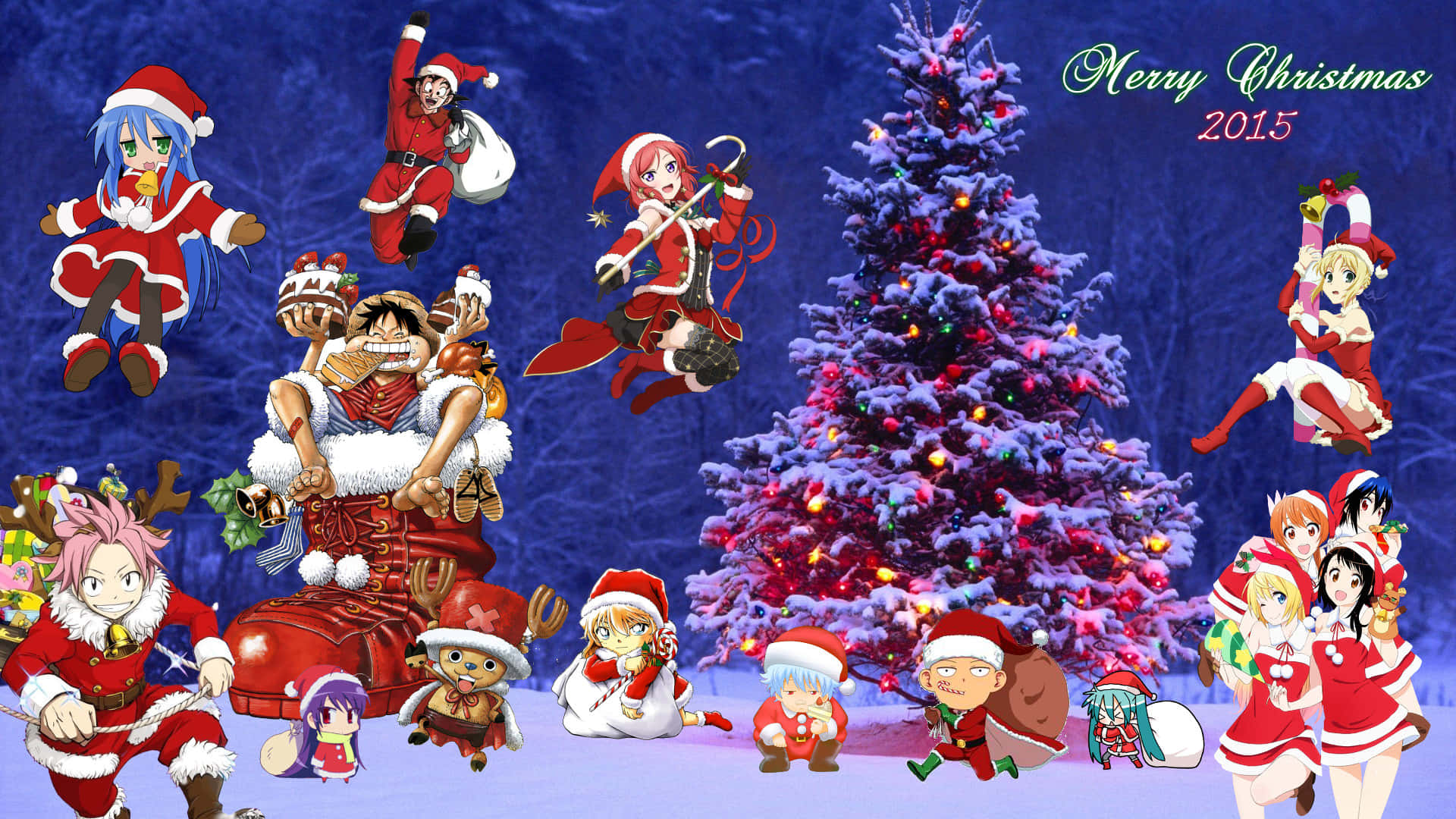 かわいいアニメキャラクターたちとクリスマス気分を共有しよう！ 壁紙