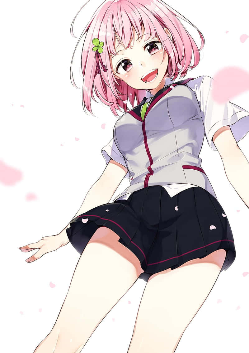 かわいいアニメ少女 ピンクの髪 壁紙