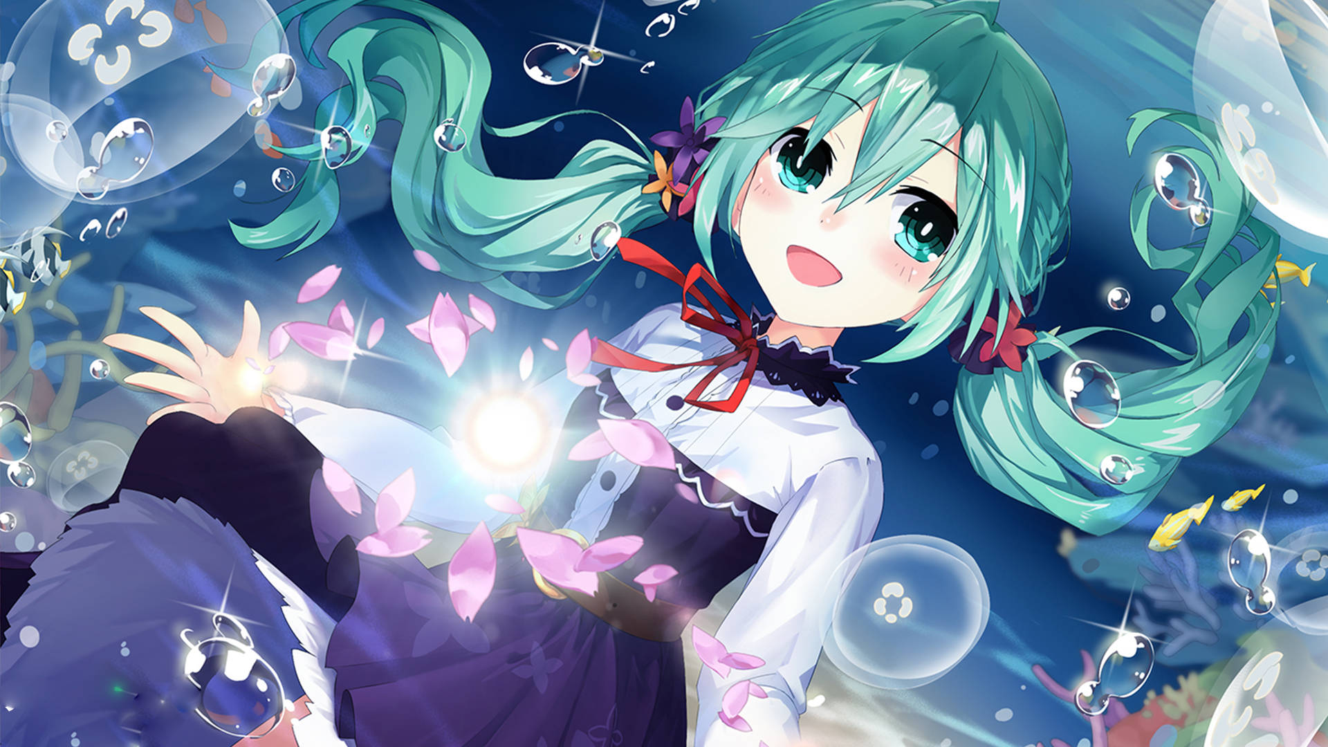 かわいいアニメ風の幸せそうな少女の壁紙