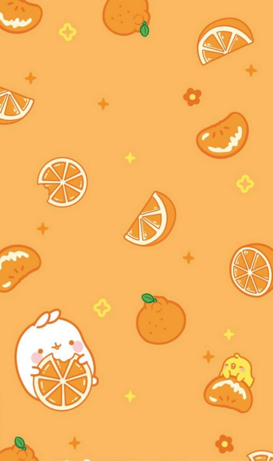 かわいいオレンジの果物とスライス 壁紙