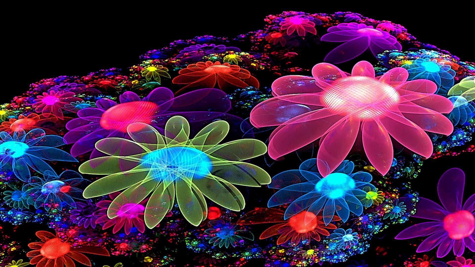 かわいいカラフルな光る花 壁紙