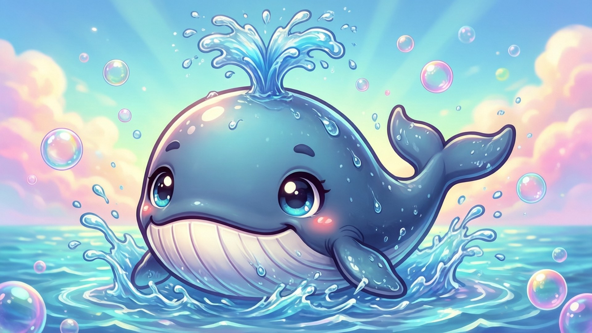 かわいいクジラのスプラッシュ 壁紙