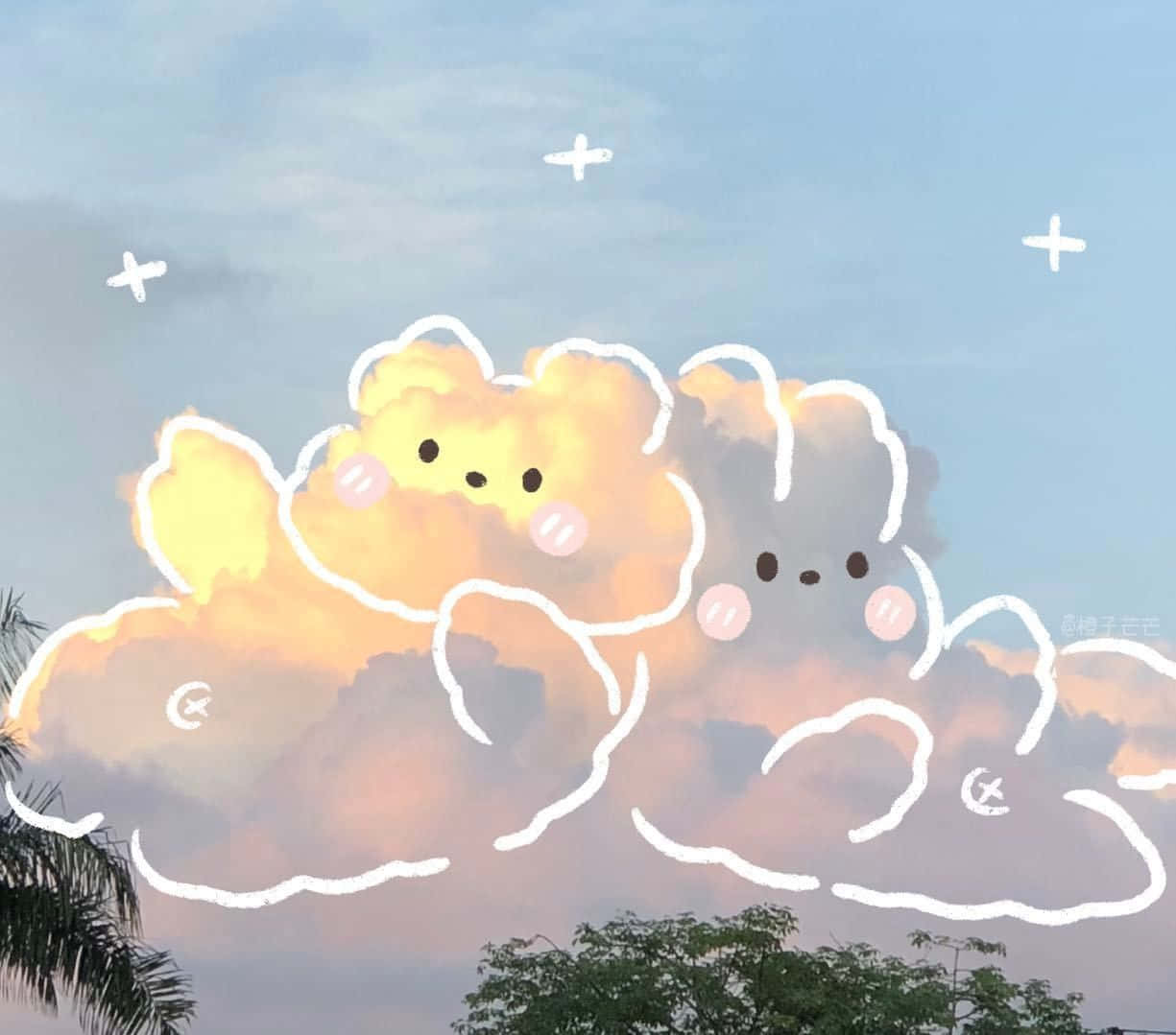 かわいいクマの形をした雲 壁紙
