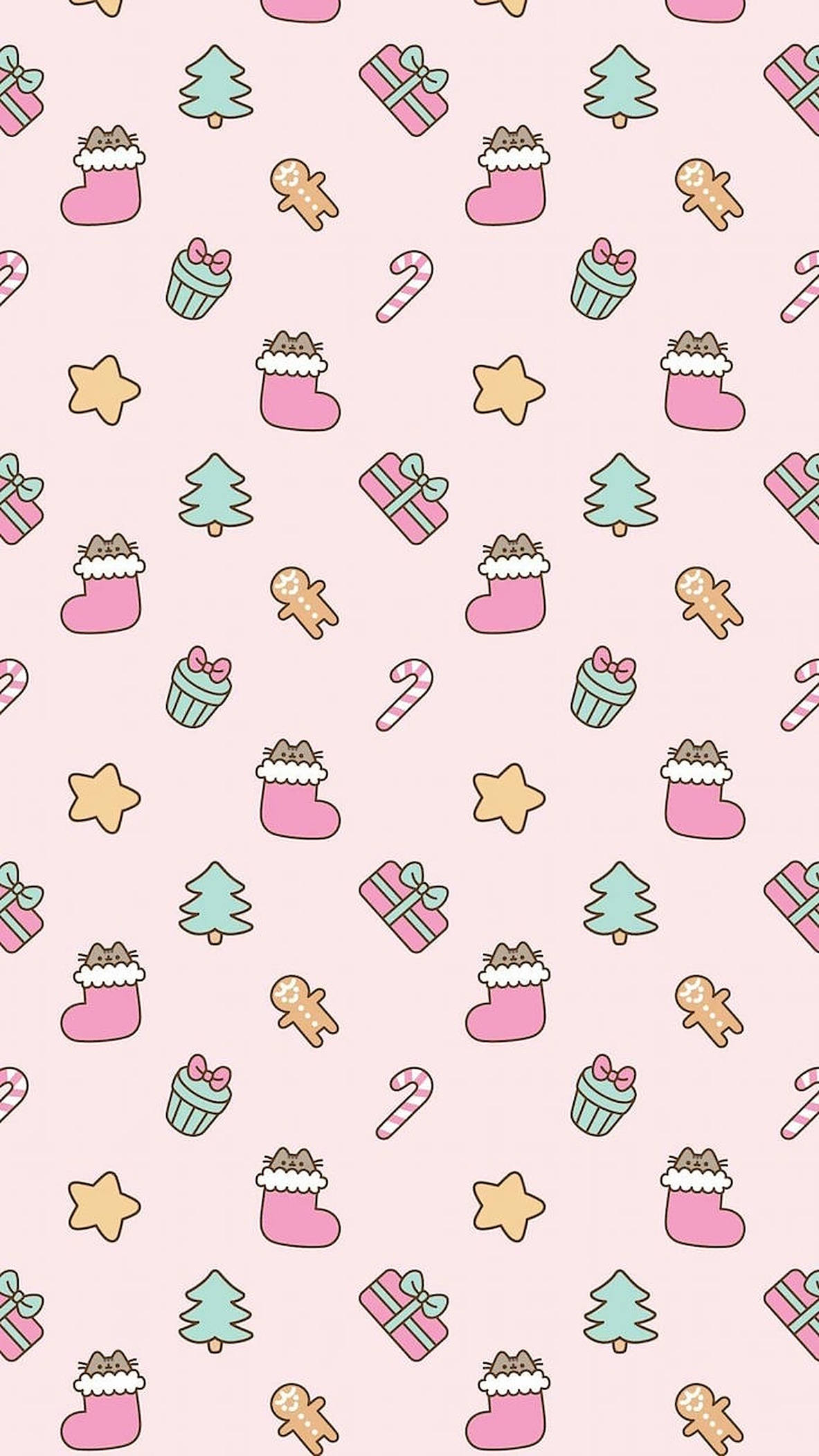 かわいいクリスマスデコレーションパターン 壁紙