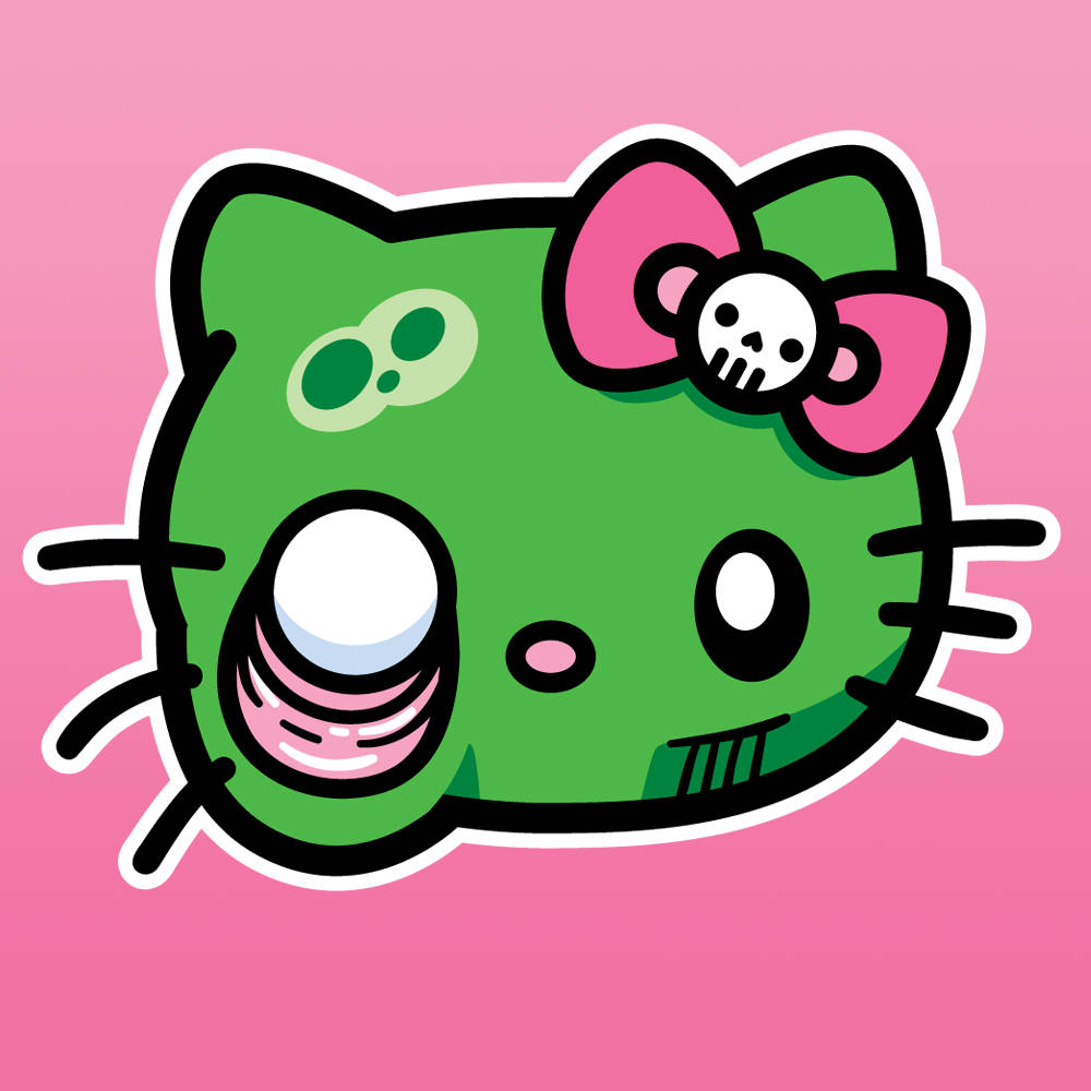 かわいいグリーンのハローキティ ハロウィン 壁紙