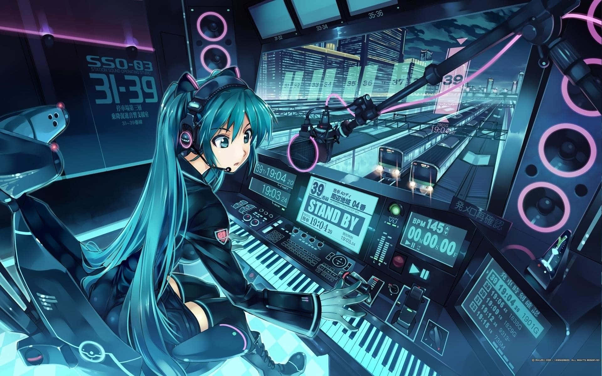 かわいいゲーミングガールがピアノを弾く 壁紙