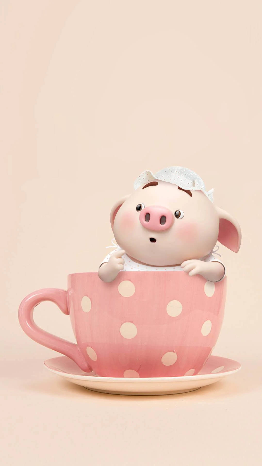 かわいいティーカップの子豚 壁紙