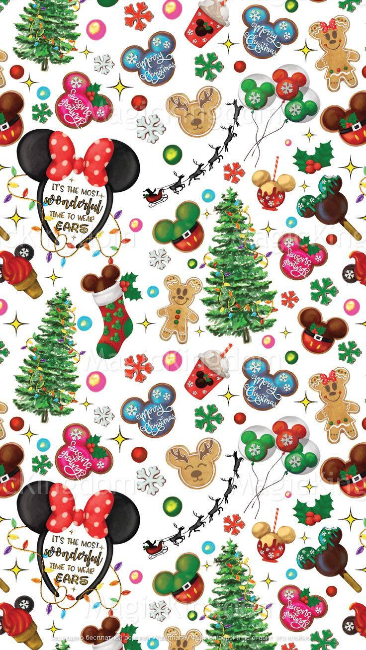 かわいいディズニーキャラクターのクリスマスiPhone 壁紙