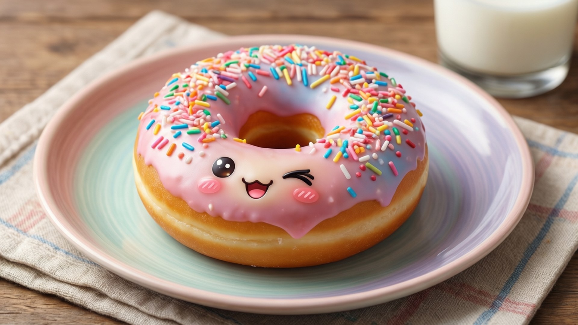かわいいドーナツとミルク 壁紙