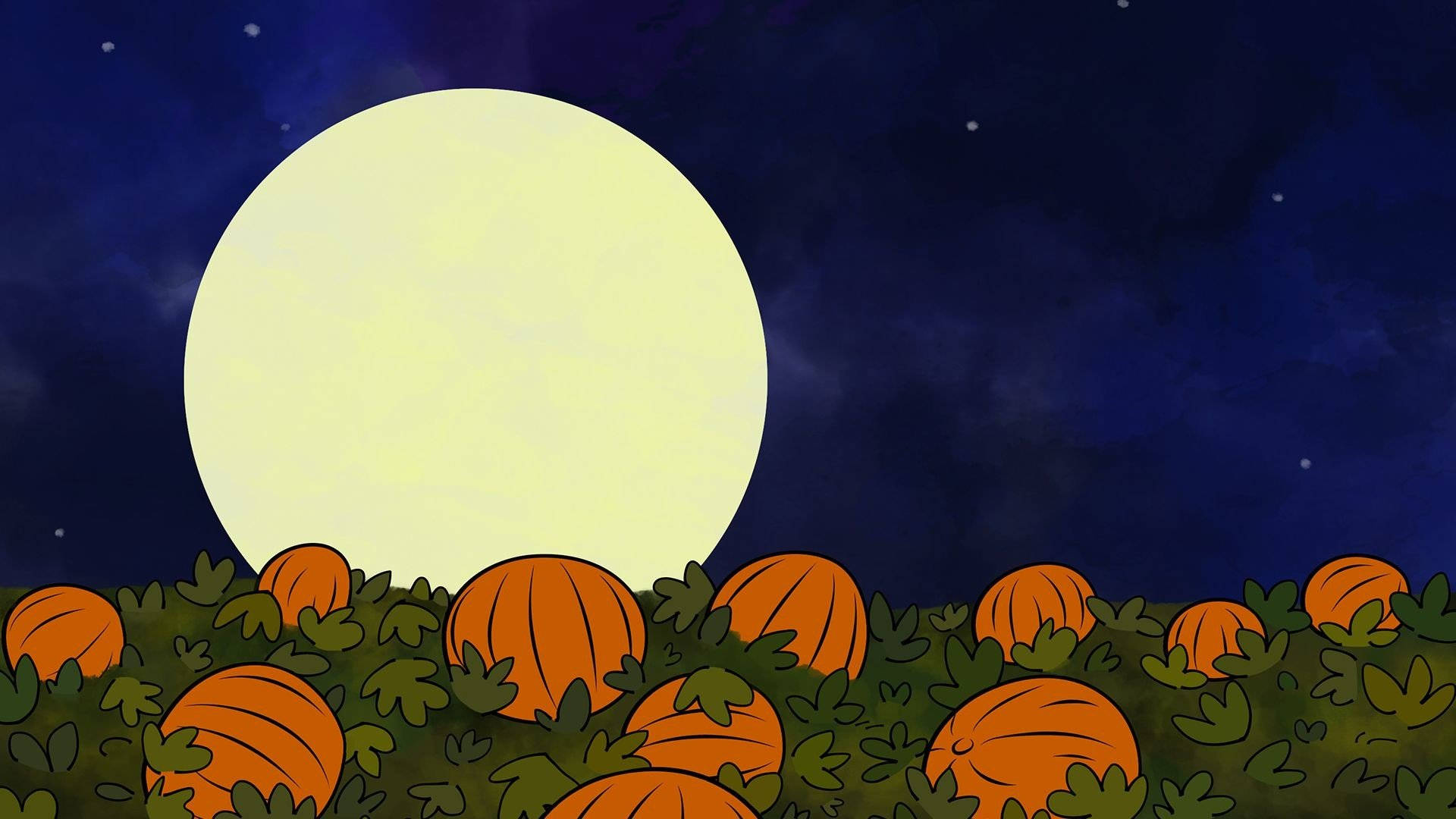 かわいいハロウィンのかぼちゃと月 壁紙