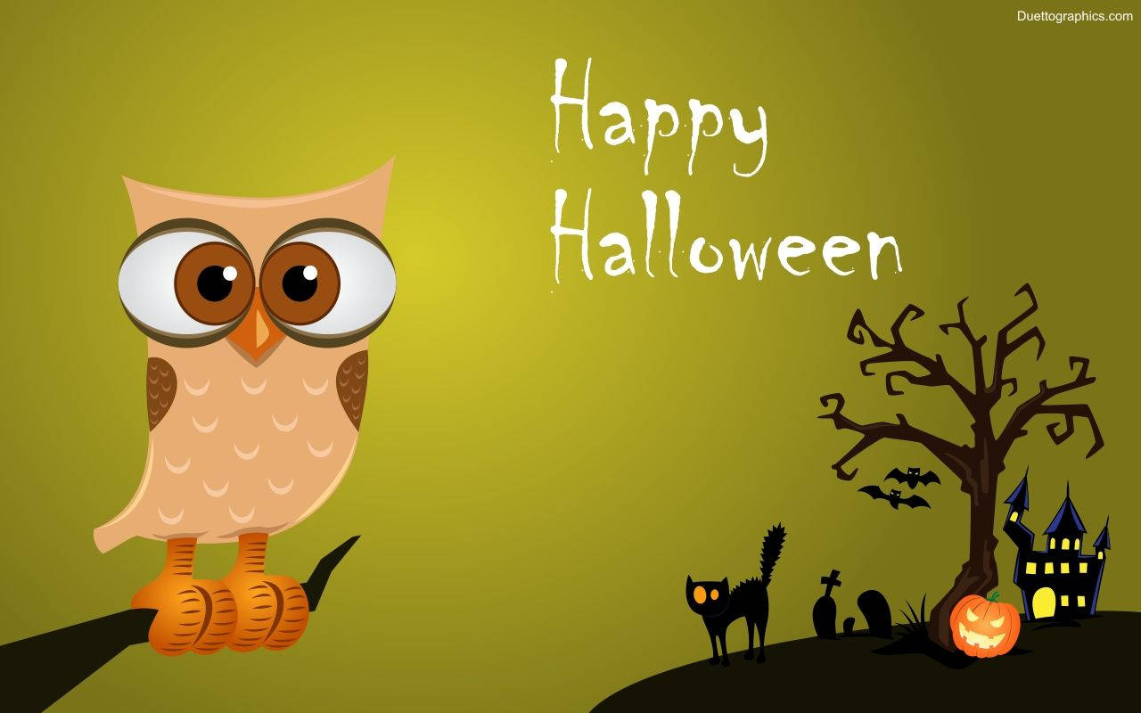 かわいいハロウィンのフクロウ 壁紙