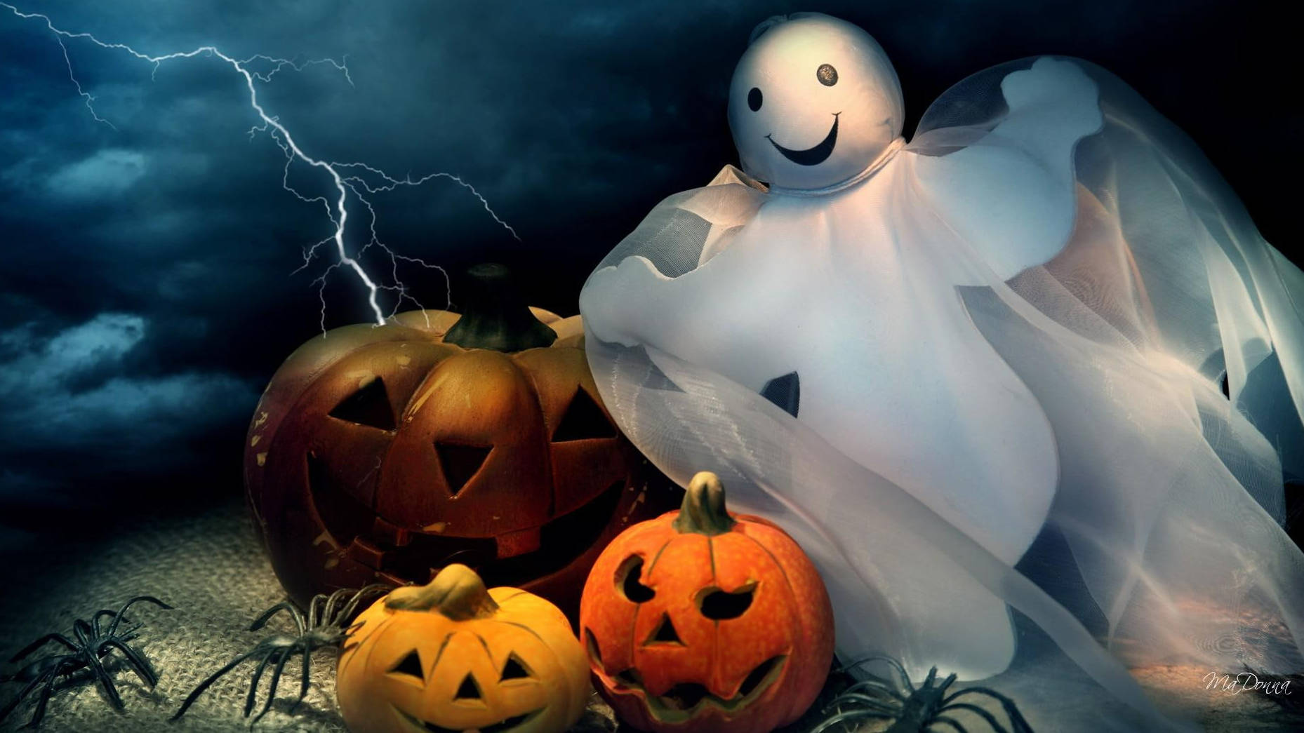 かわいいハロウィンの白いおばけ 壁紙