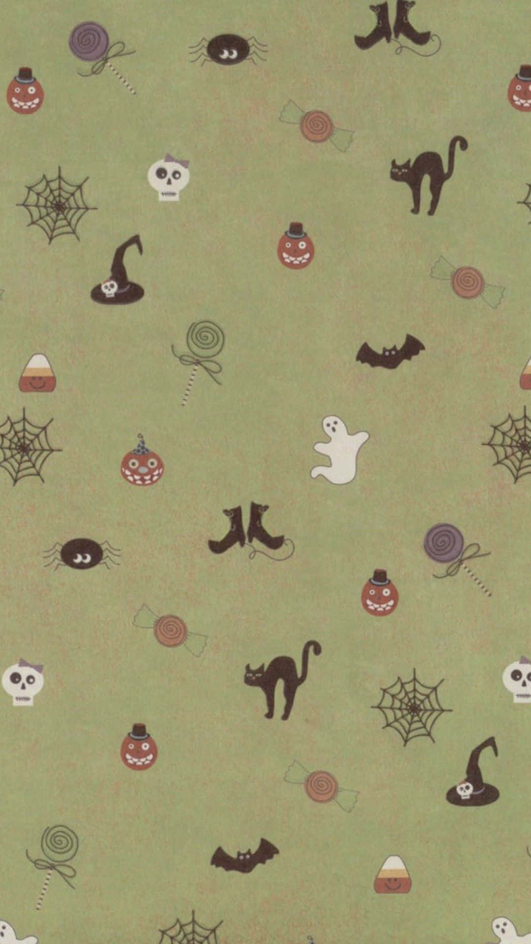 かわいいハロウィンアイコンパターン 壁紙