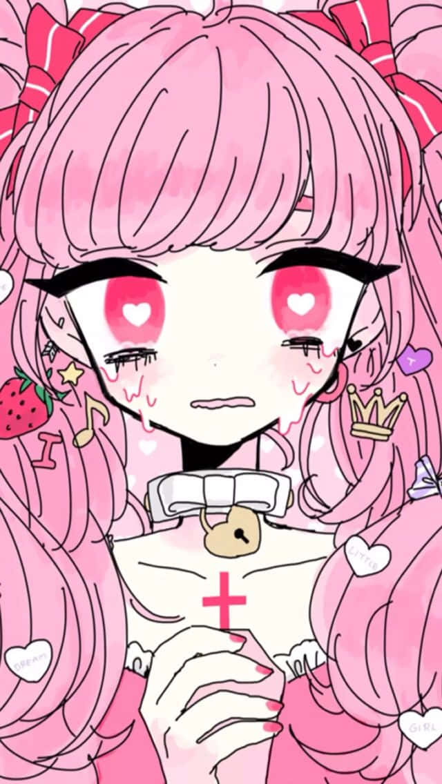 かわいいパステルゴスアニメ少女の祈り 壁紙