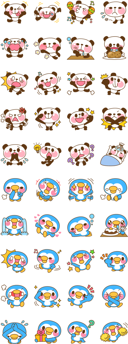 かわいいパンダの表情とアクションのバリエーション 壁紙