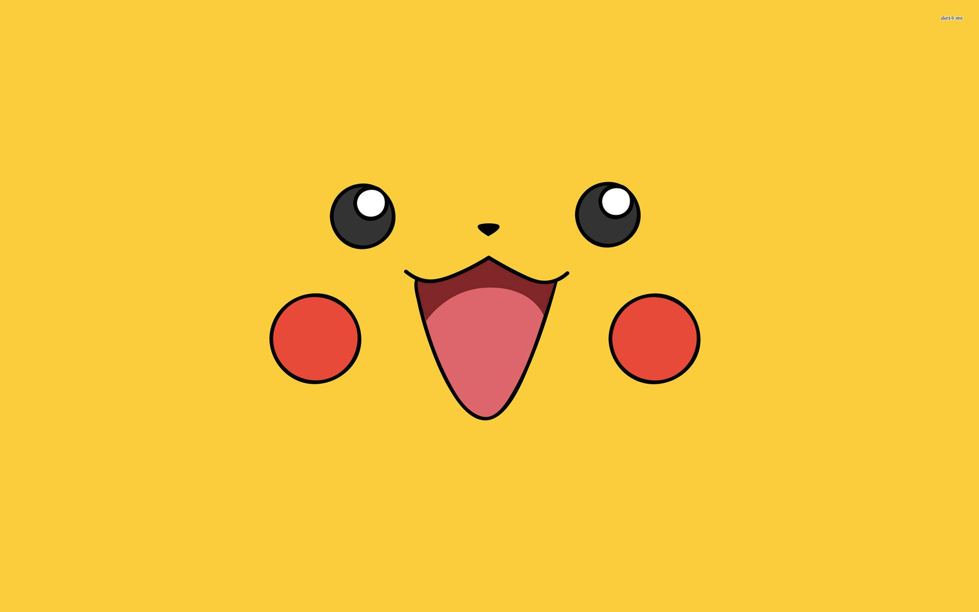 ポケモンアニメの壁紙に描かれた、黄色くて笑顔のかわいいピカチュウ。
