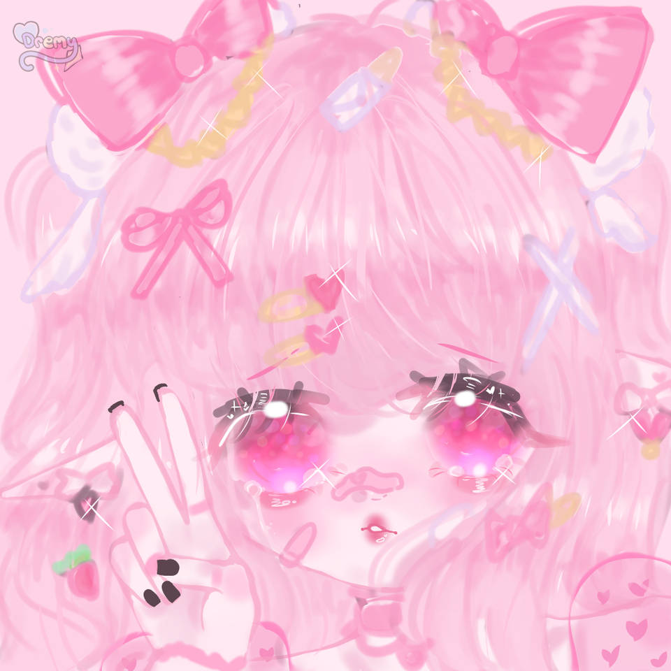 かわいいピンクのアニメガール プロフィール画像 壁紙