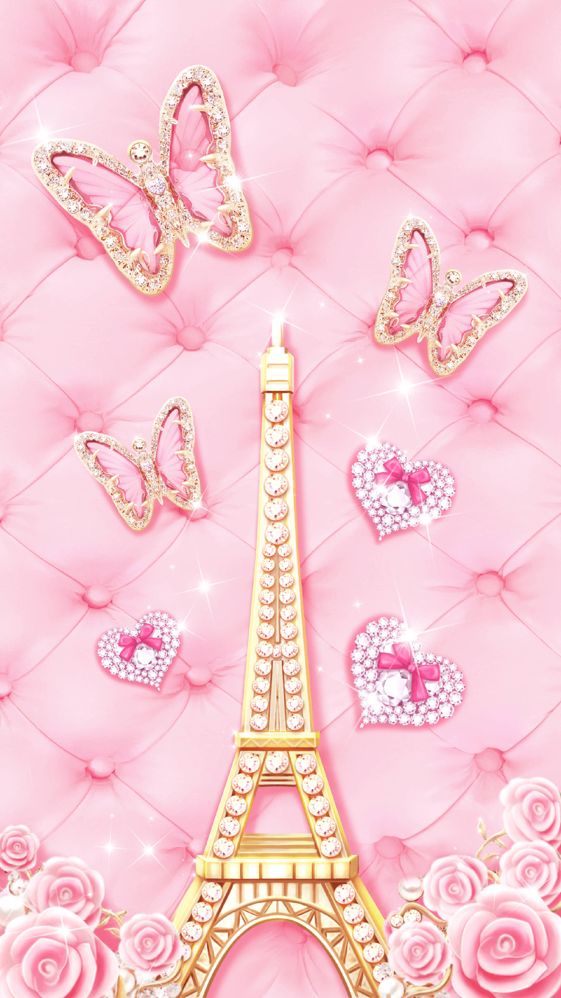 かわいいピンクのエッフェル塔アート 壁紙