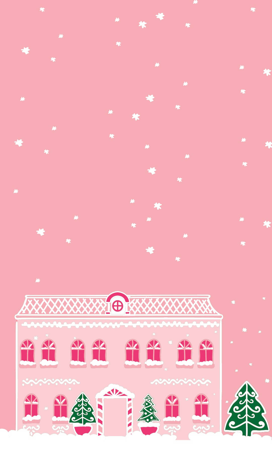かわいいピンクのクリスマスハウス 壁紙