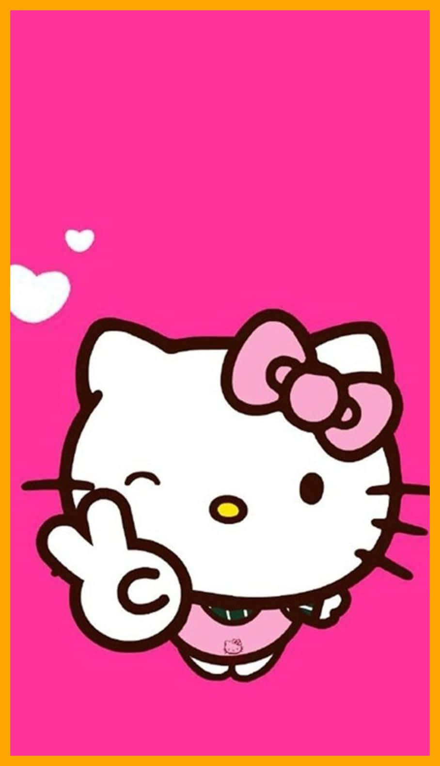 かわいいピンクのハローキティ ピースサイン 壁紙
