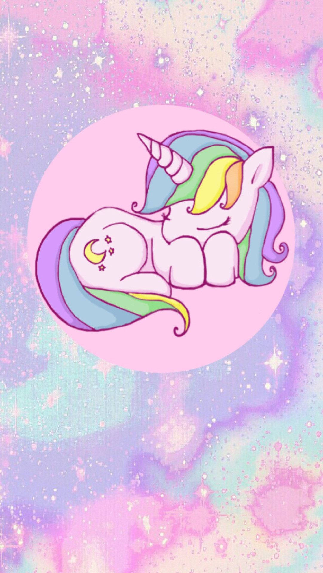 かわいいピンクのユニコーンが眠る 壁紙