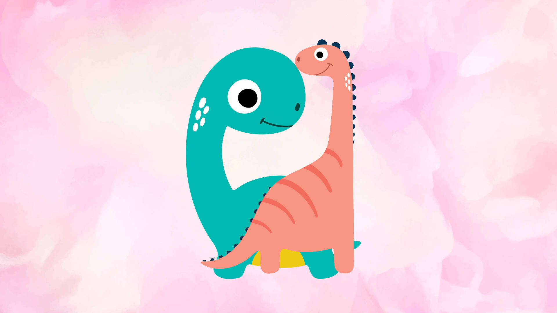 かわいいピンクの恐竜の親友 壁紙