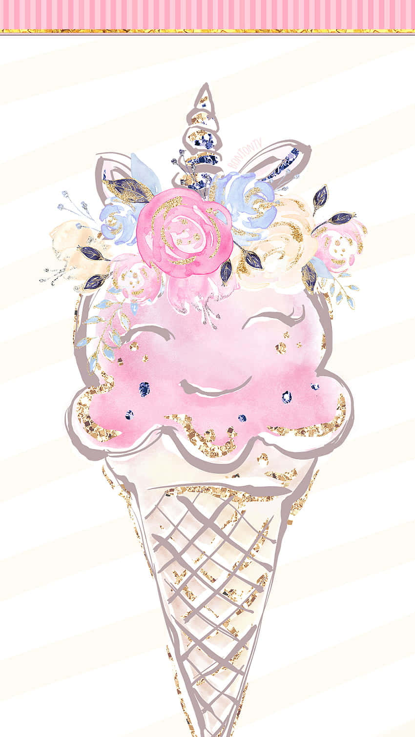 かわいいピンクの笑顔アイスクリーム 壁紙