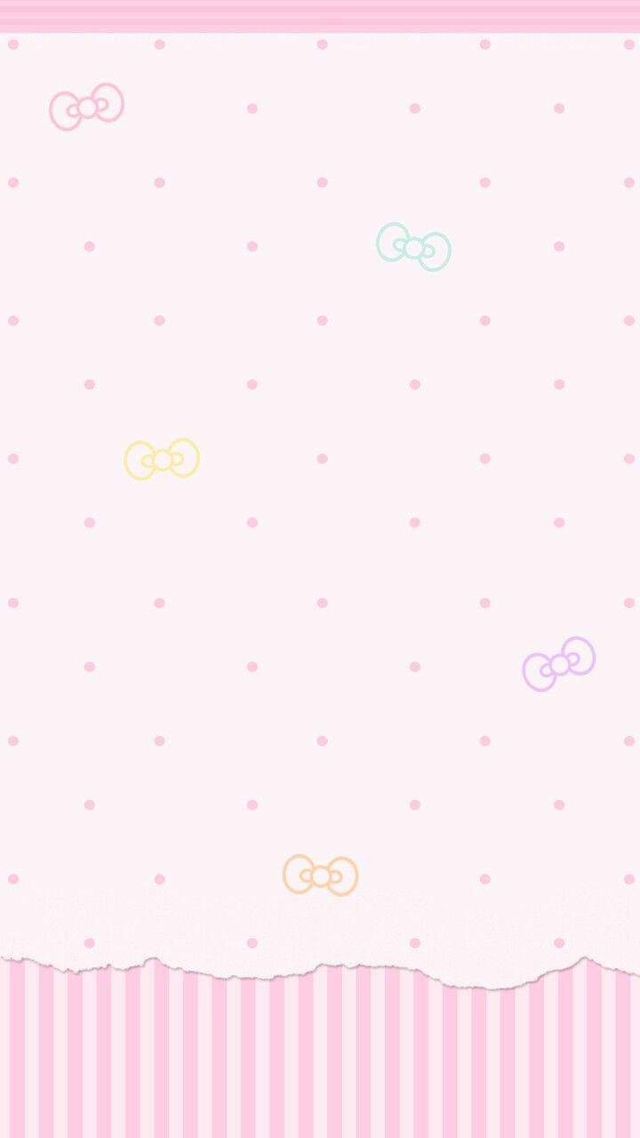 かわいいピンクの背景にリボンのコラージュ 壁紙
