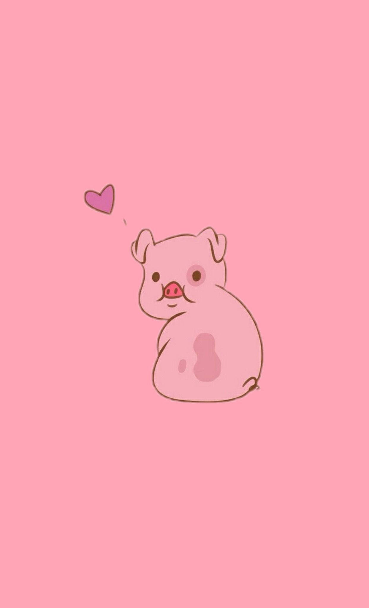 かわいいブタのハート 壁紙