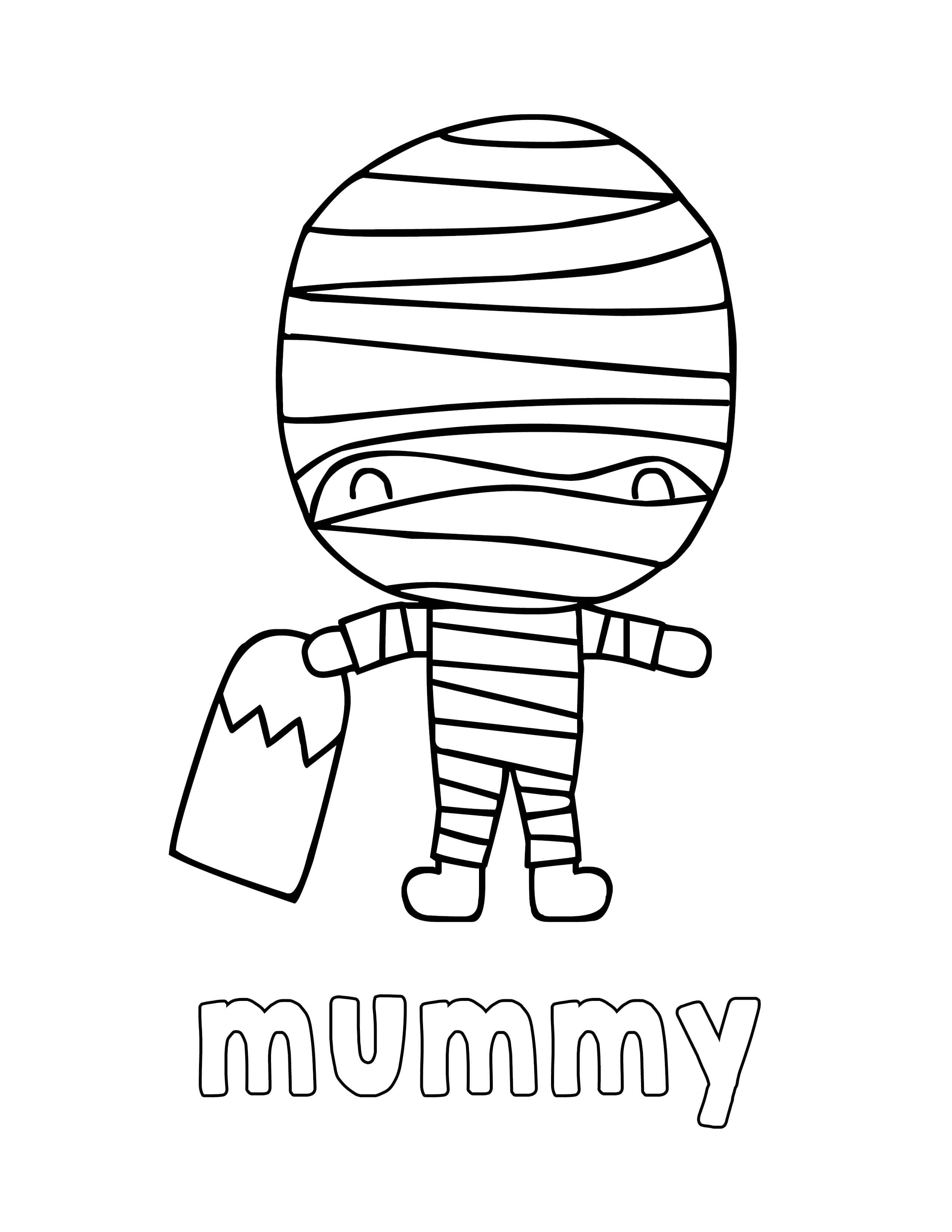 かわいいミイラのハロウィン塗り絵 壁紙