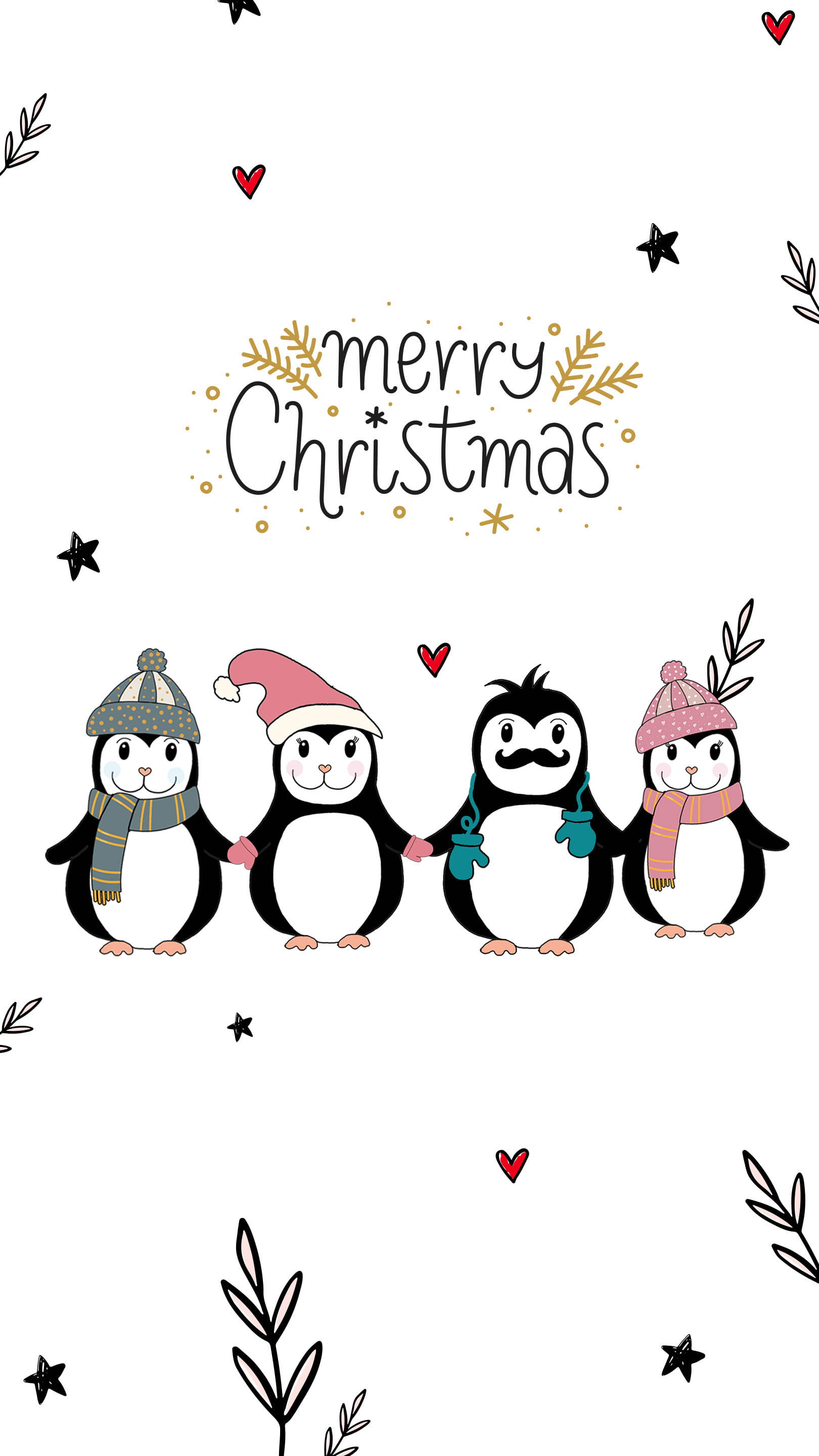 かわいいメリークリスマス iPhone ペンギン 壁紙