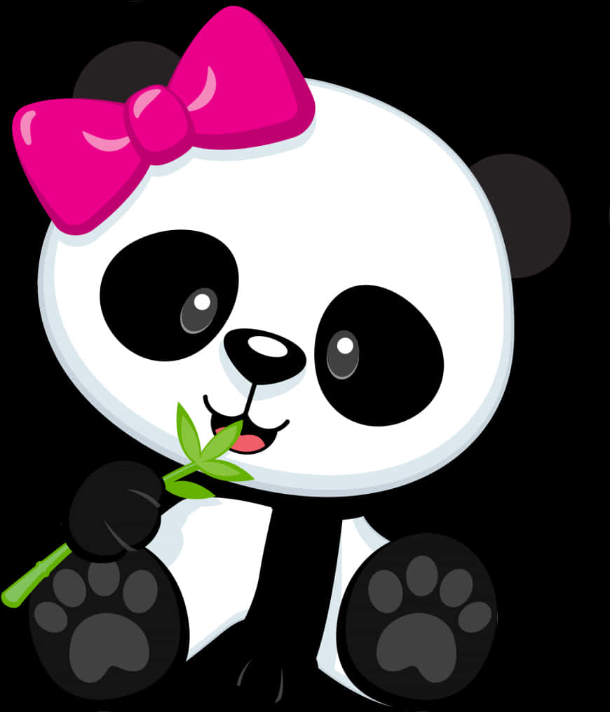 かわいいリボン付きパンダのイラスト 壁紙