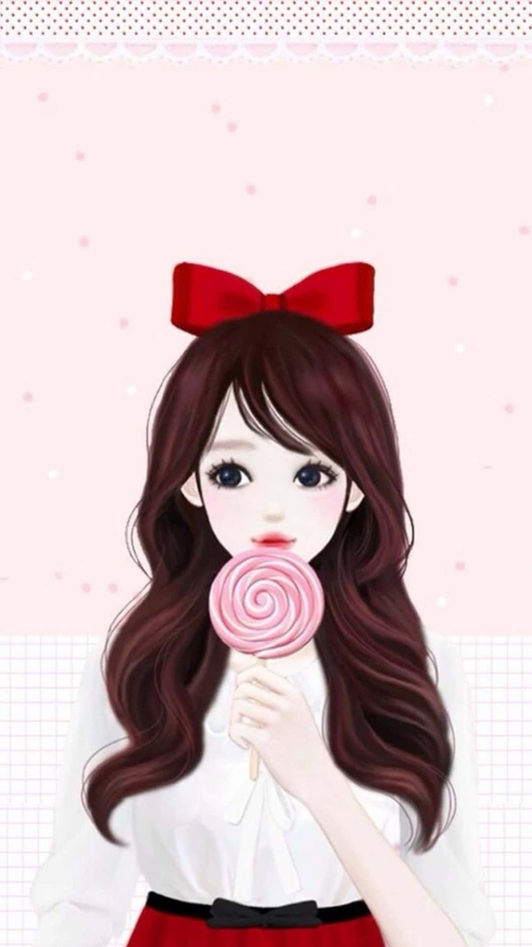 かわいい女の子とロリポップの画像 壁紙