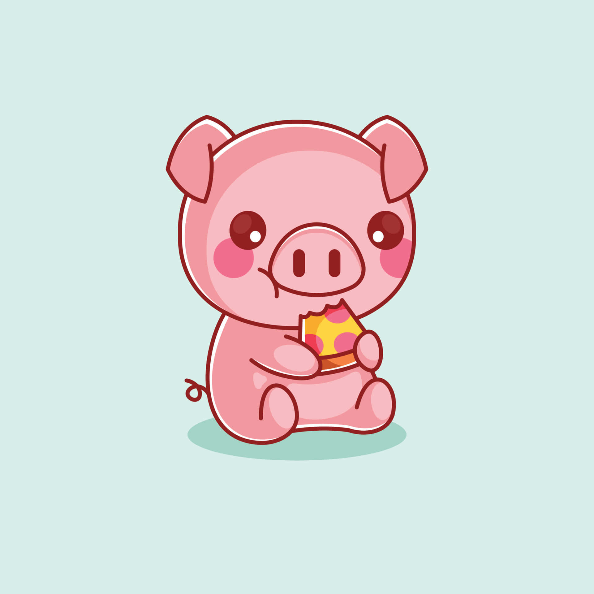 かわいい子ブタがクッキーを抱えている 壁紙