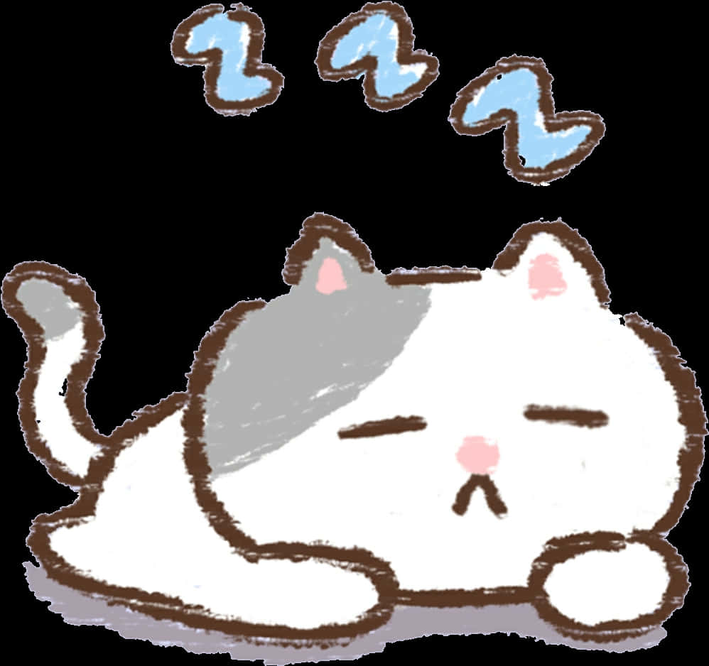 かわいい寝ている猫の落書き 壁紙