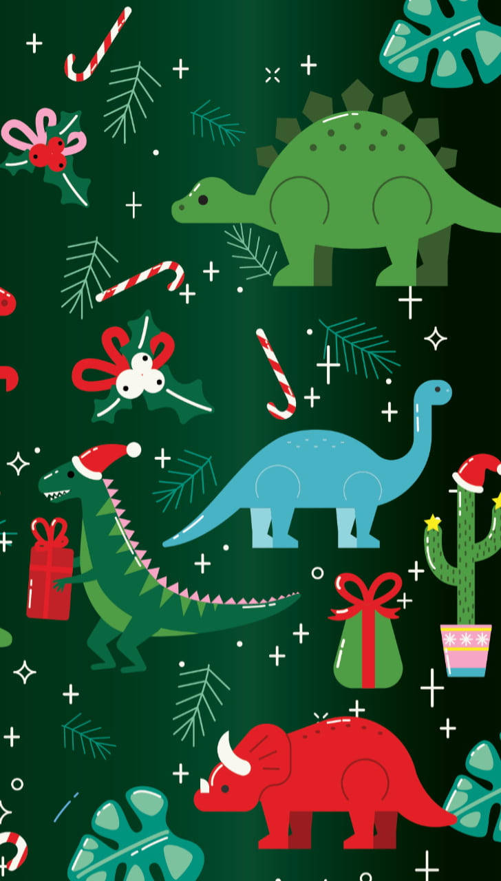 かわいい恐竜のクリスマス美学 壁紙