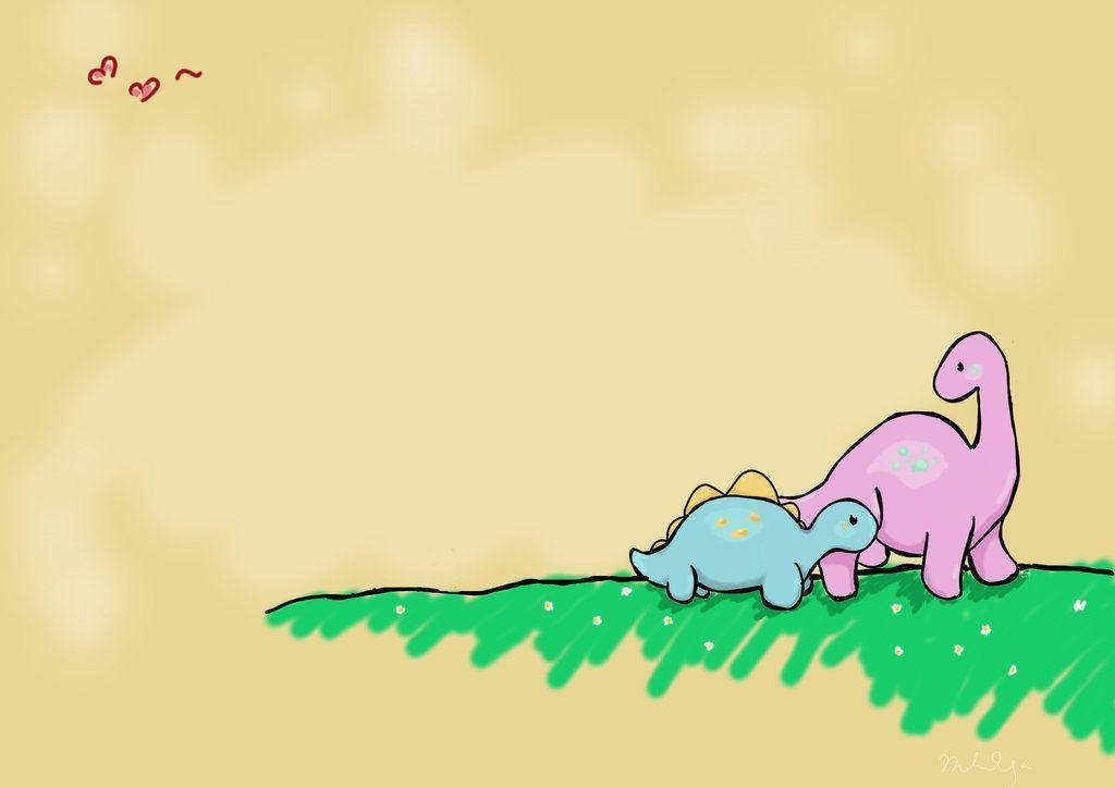かわいい恐竜の母と子 壁紙