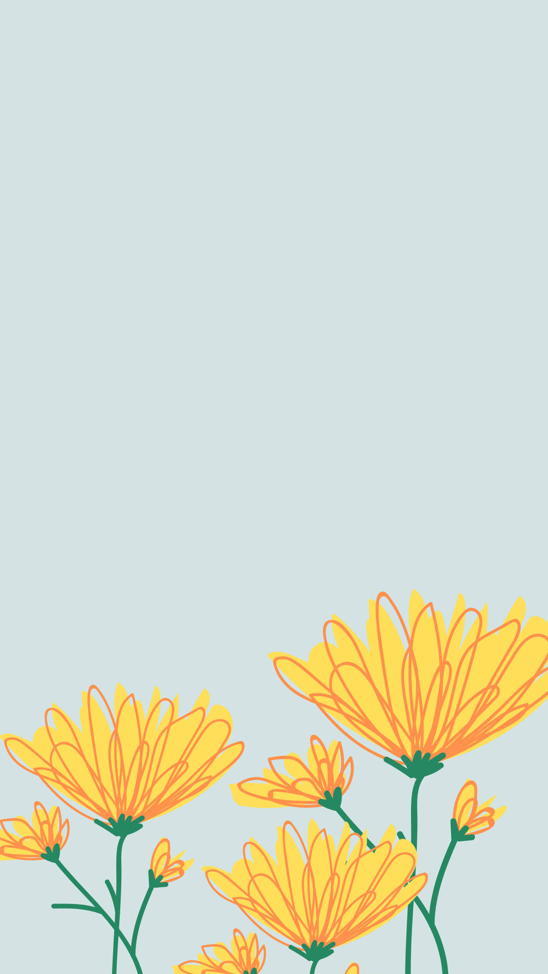 かわいい春の黄色い花のアート 壁紙