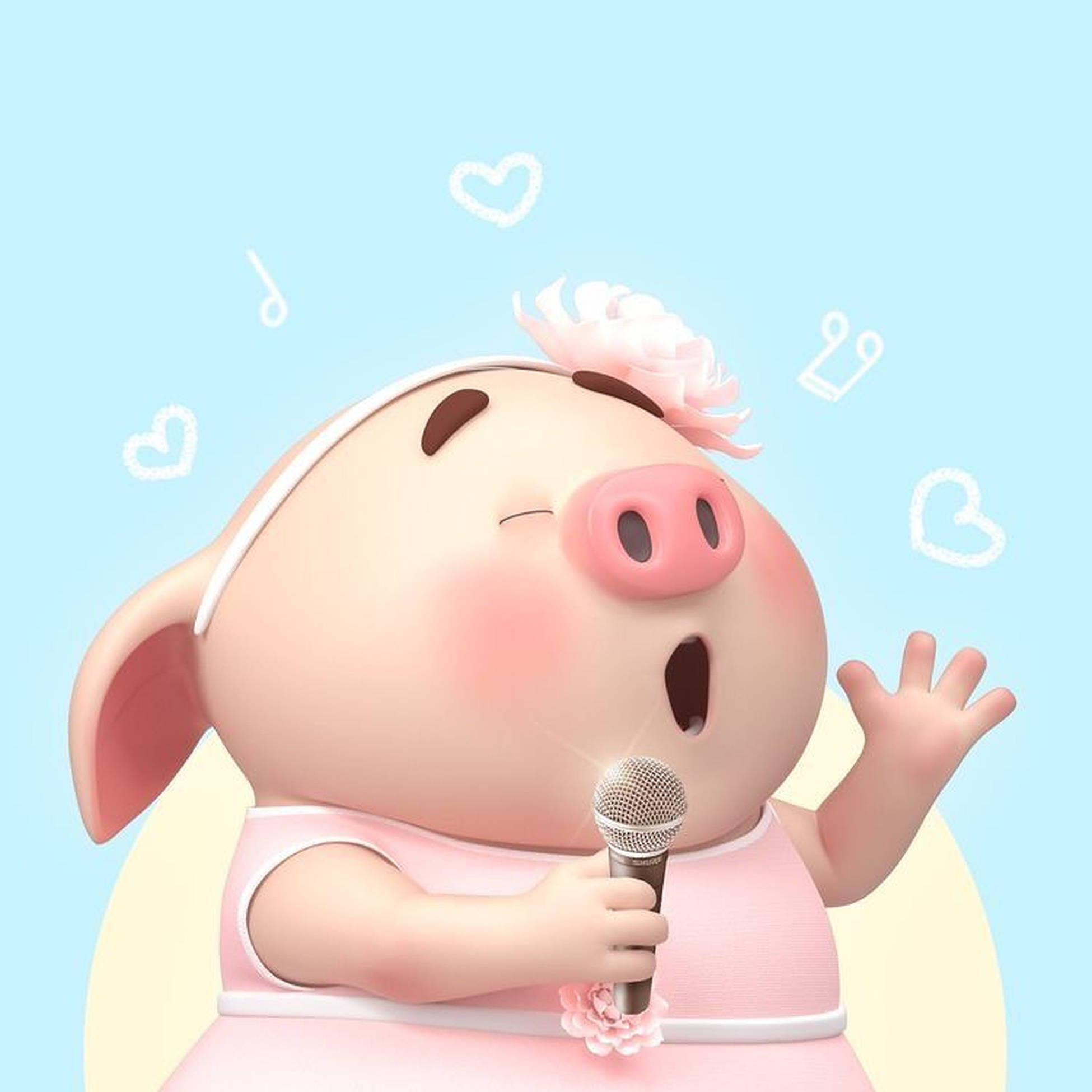 かわいい歌うブタ 壁紙