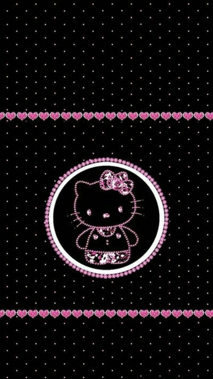 かわいい水玉ブラック ハローキティ 壁紙