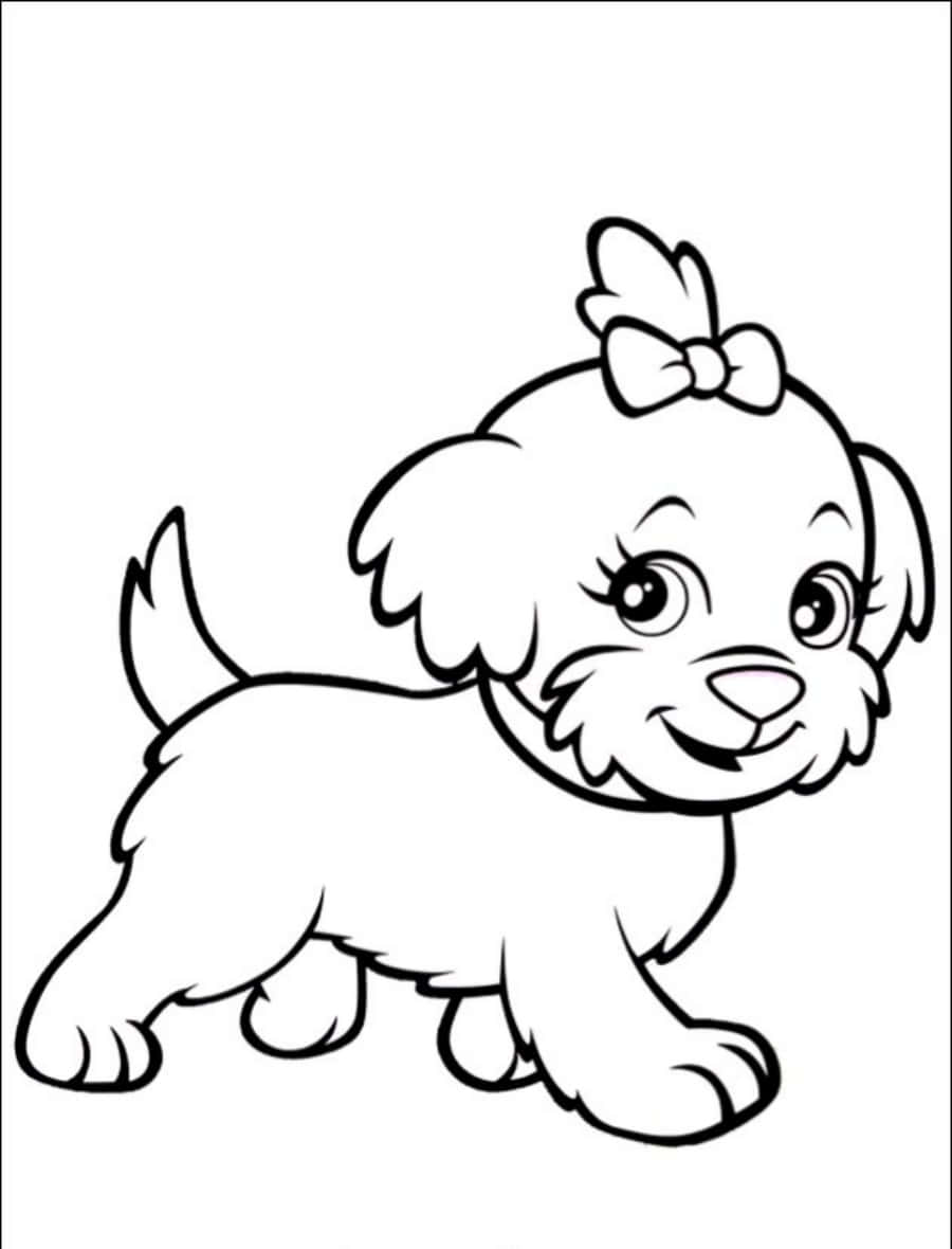 かわいい漫画の犬のぬりえアクティビティ 壁紙