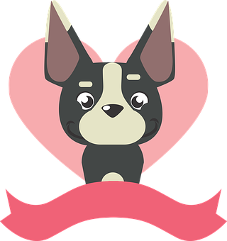 かわいい犬のハートバナー 壁紙