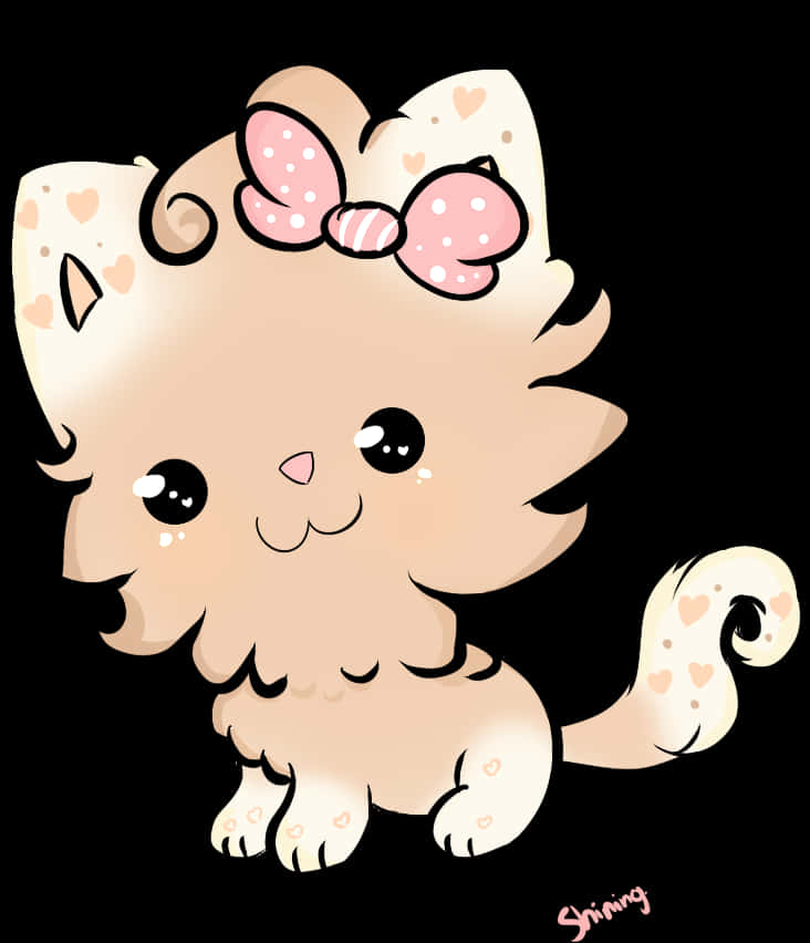 かわいい猫とリボン 壁紙