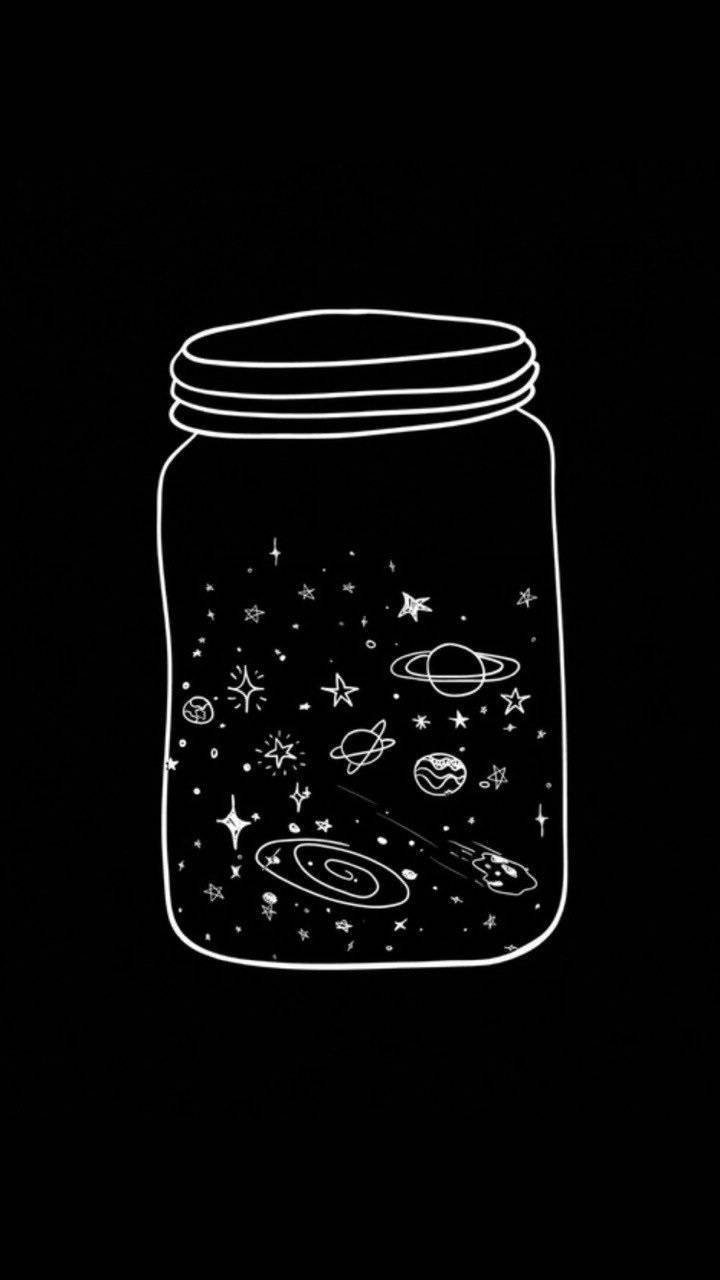 かわいい白黒の宇宙瓶 壁紙