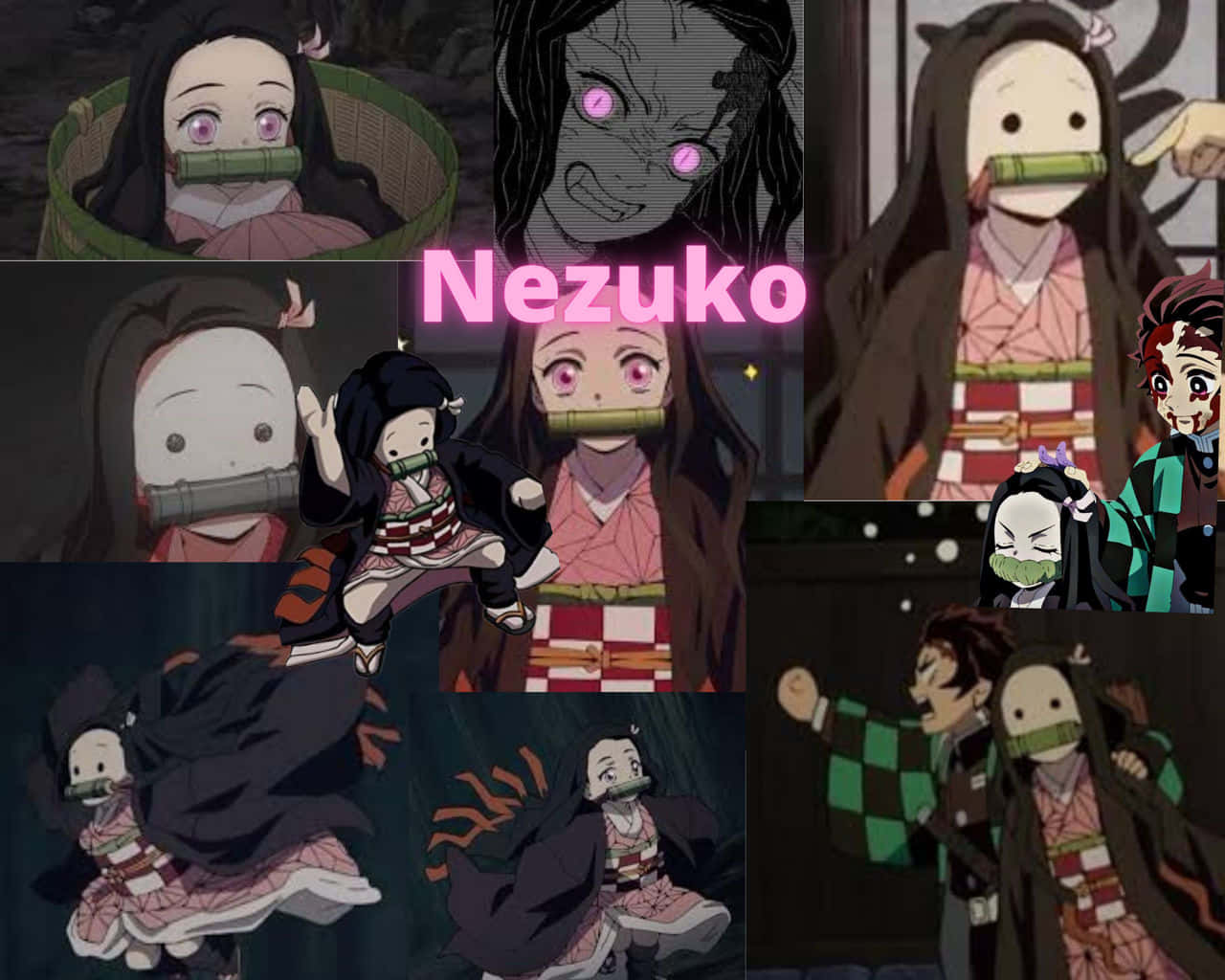 かわいい竈門禰豆子のアニメモンタージュ 壁紙