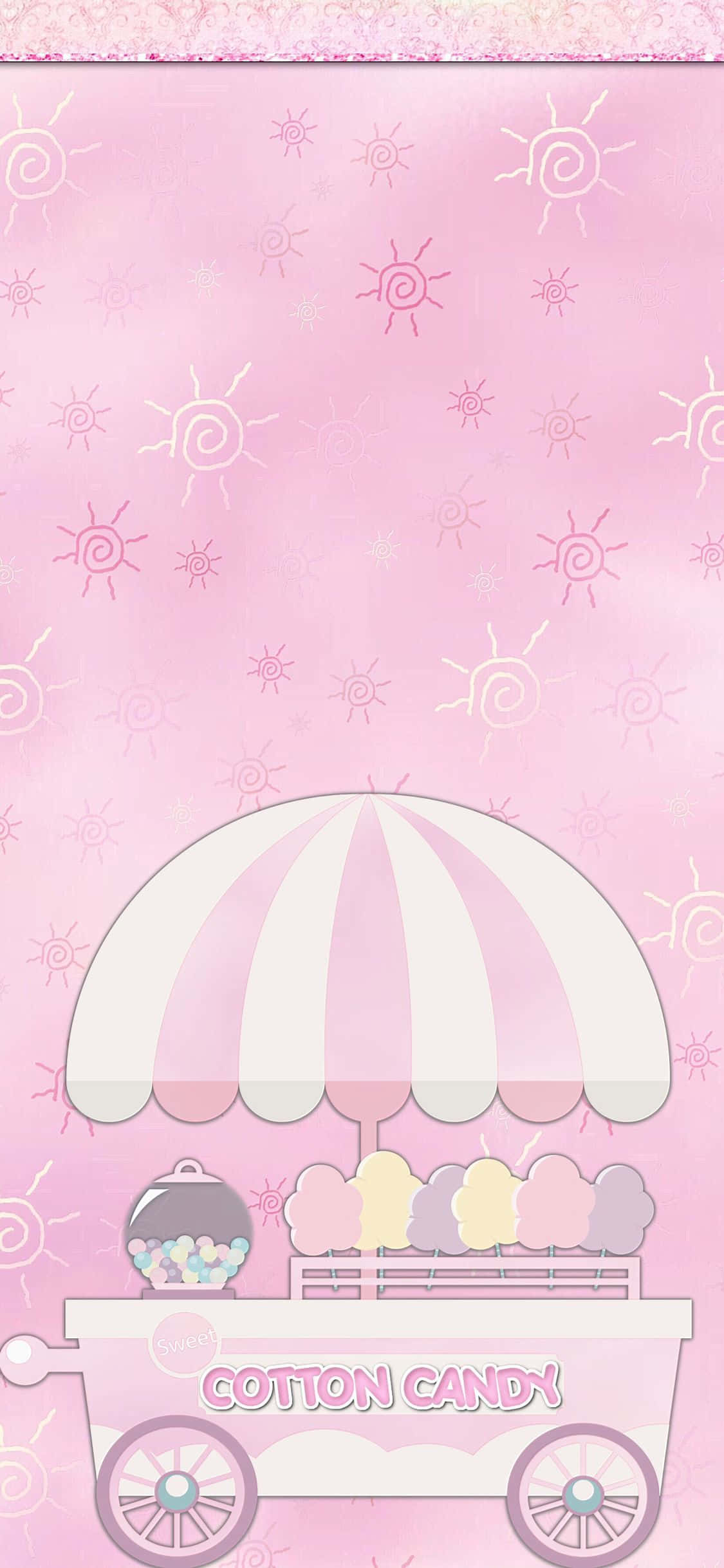 かわいい綿菓子カートの背景 壁紙