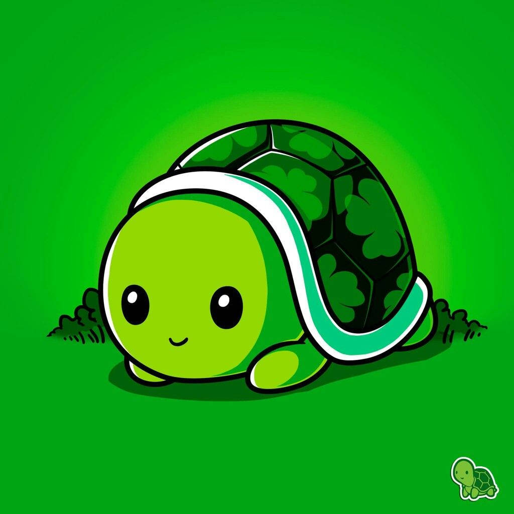 かわいい緑のカメ 壁紙